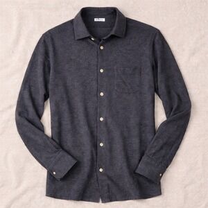 Kiton Mens Cotton Cashmere Button Down Shirt Charcoal Gray Made in Italy Size M